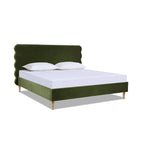 Stockholm Modern Wavy Headboard Platform Bed, King, Olive