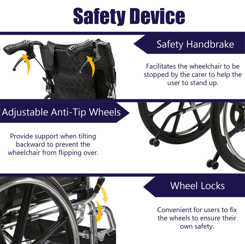 Folding Manual Transport Wheelchair, 18" Seat