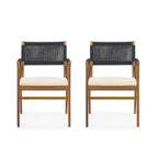 Outdoor Acacia Wood Dining Armchair with Cushion