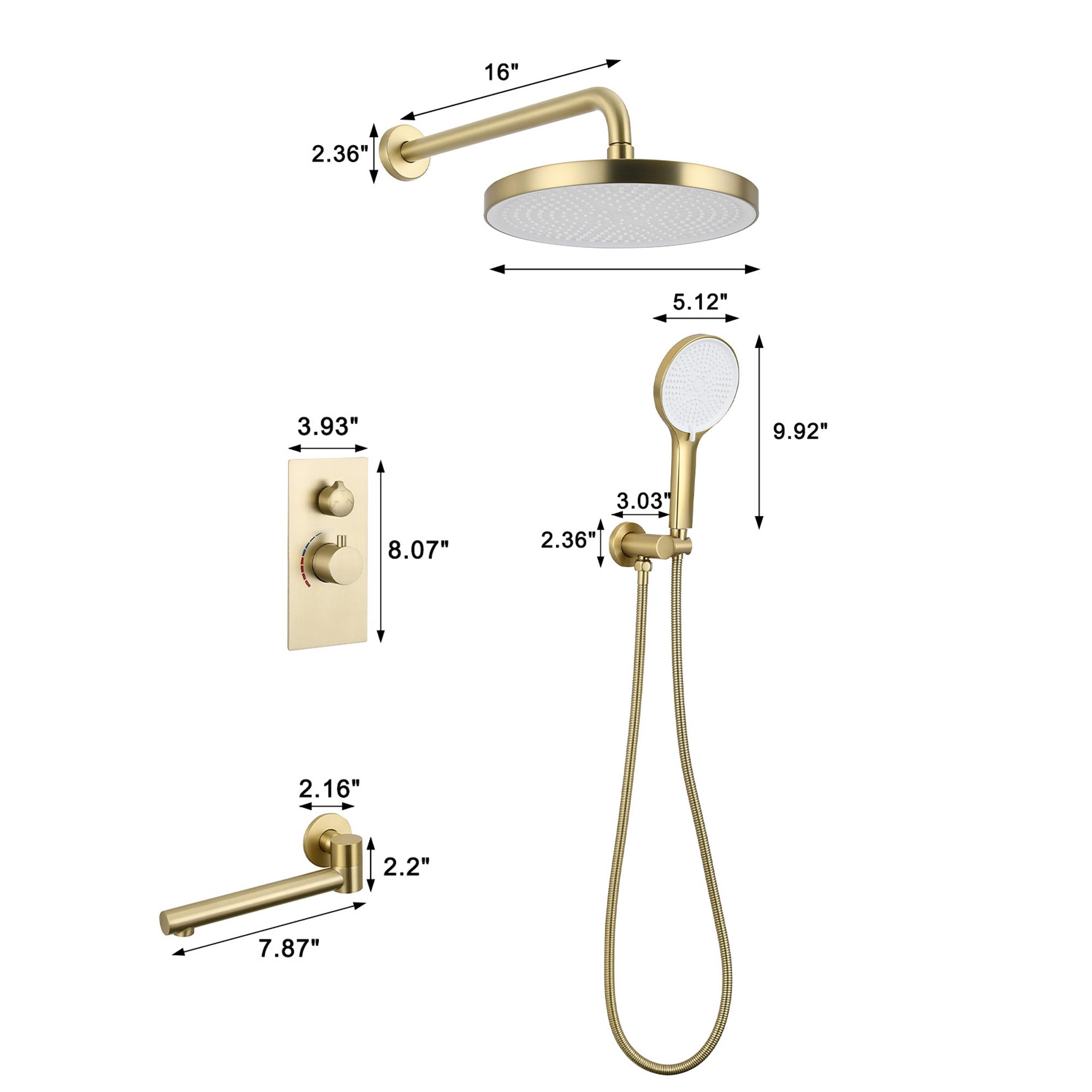 Luxury 3-Function Shower System Set - Solid
