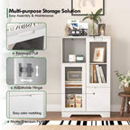 MDF Painted Cabinet with Glass Doors and Drawer