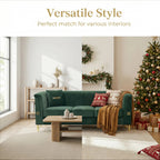 FX-P82-GR3 Modern Velvet 3-Seater Chesterfield Style Sofa