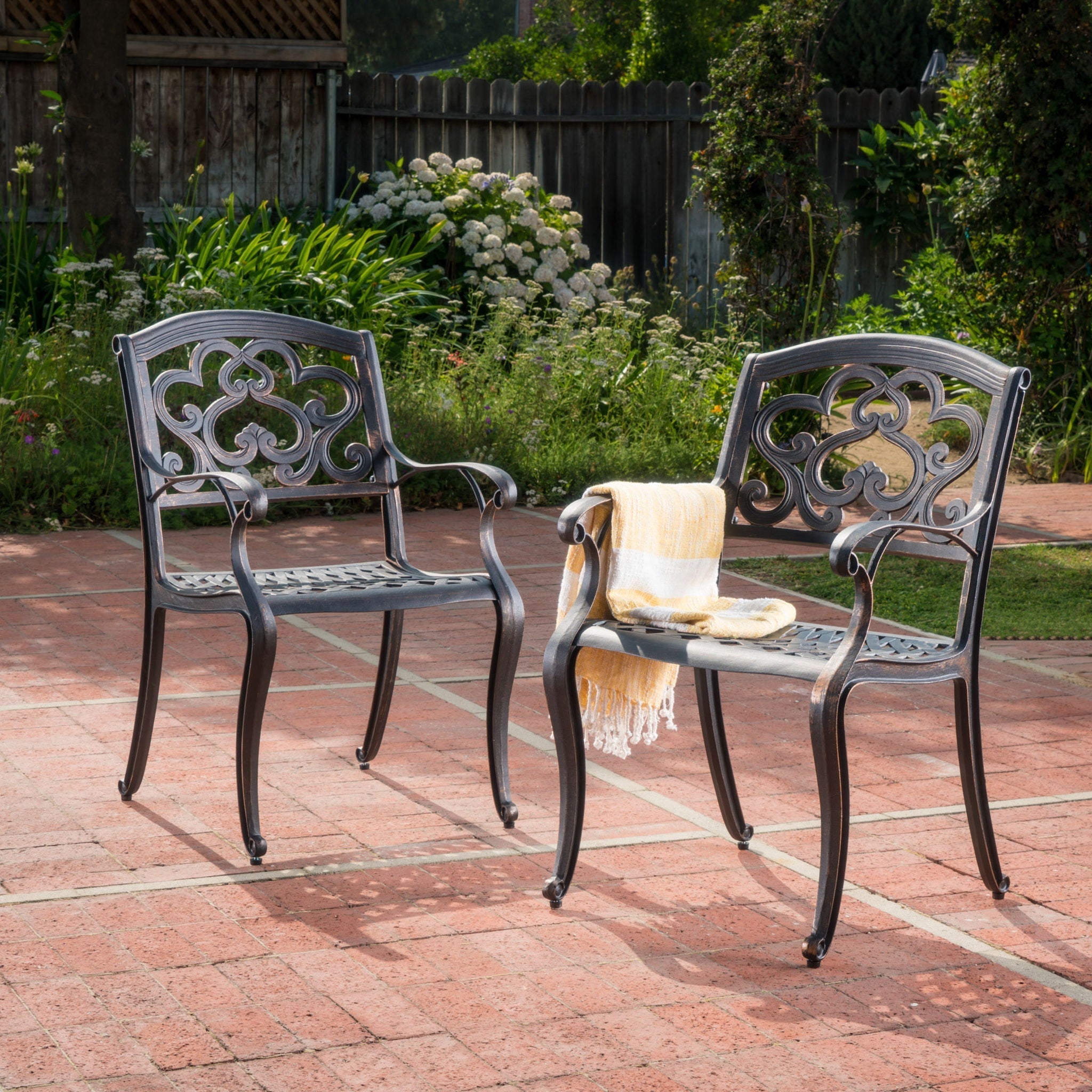 Cast Aluminum Dining Chair With Handcrafted Details - Copper