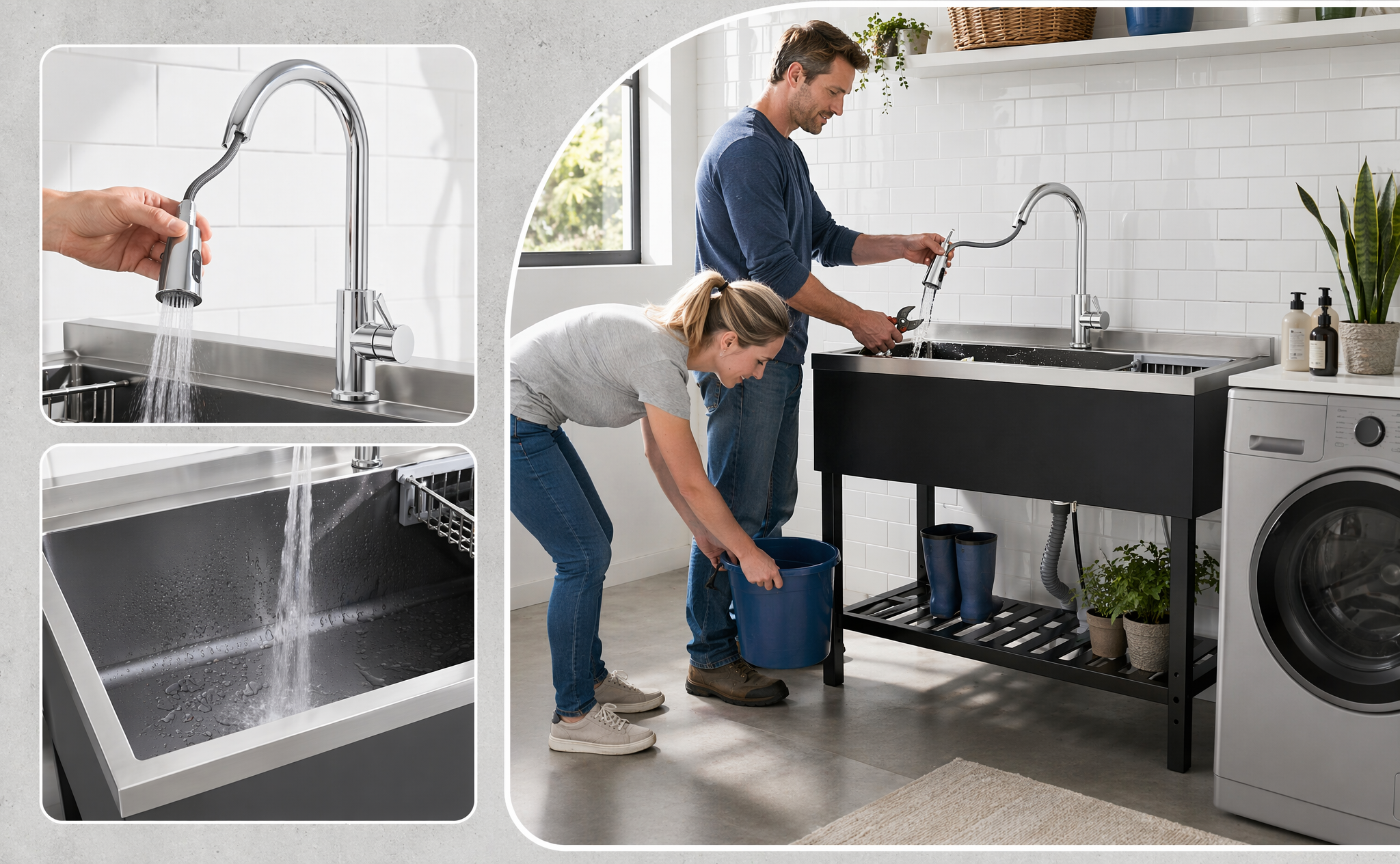 Freestanding Stainless Steel Utility Sink