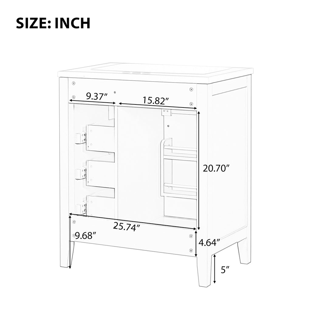 30" Bathroom Vanity Without Sink