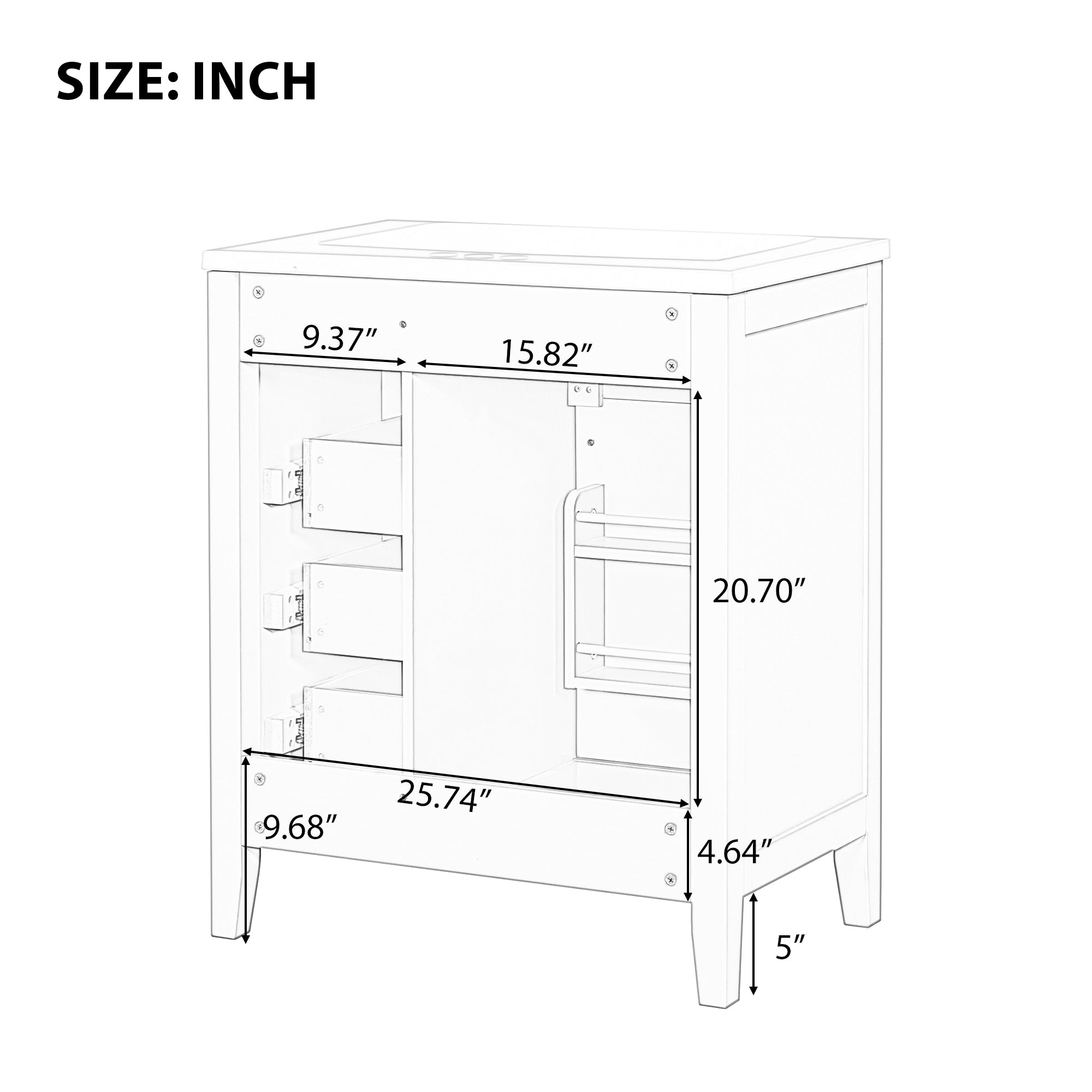 30" Bathroom Vanity Without Sink