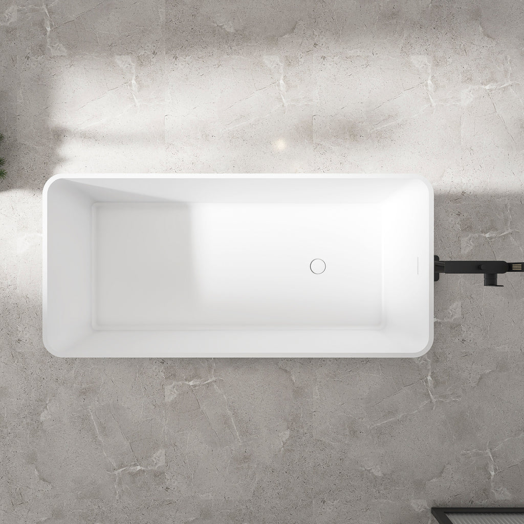 67 Inch Freestanding Solid Surface Soaking Bathtub