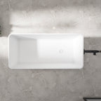67 Inch Freestanding Solid Surface Soaking Bathtub