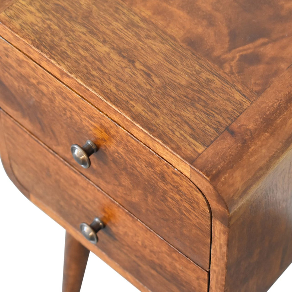 Soli Wood Mini Chestnut Curved Nightstand