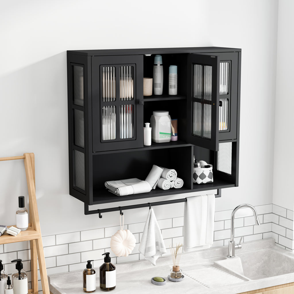 Bathroom Wall Cabinet with Open and Hidden Storage