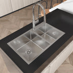 Stainless Steel Kitchen Sink, 32″x19″ Double Bowl in Brushed Nickel