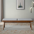 Keira Solid Wood Bench with Grey Fabric