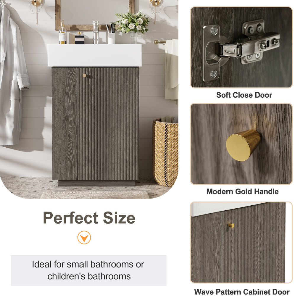 21.6" Bathroom Vanity with Ceramic Sink