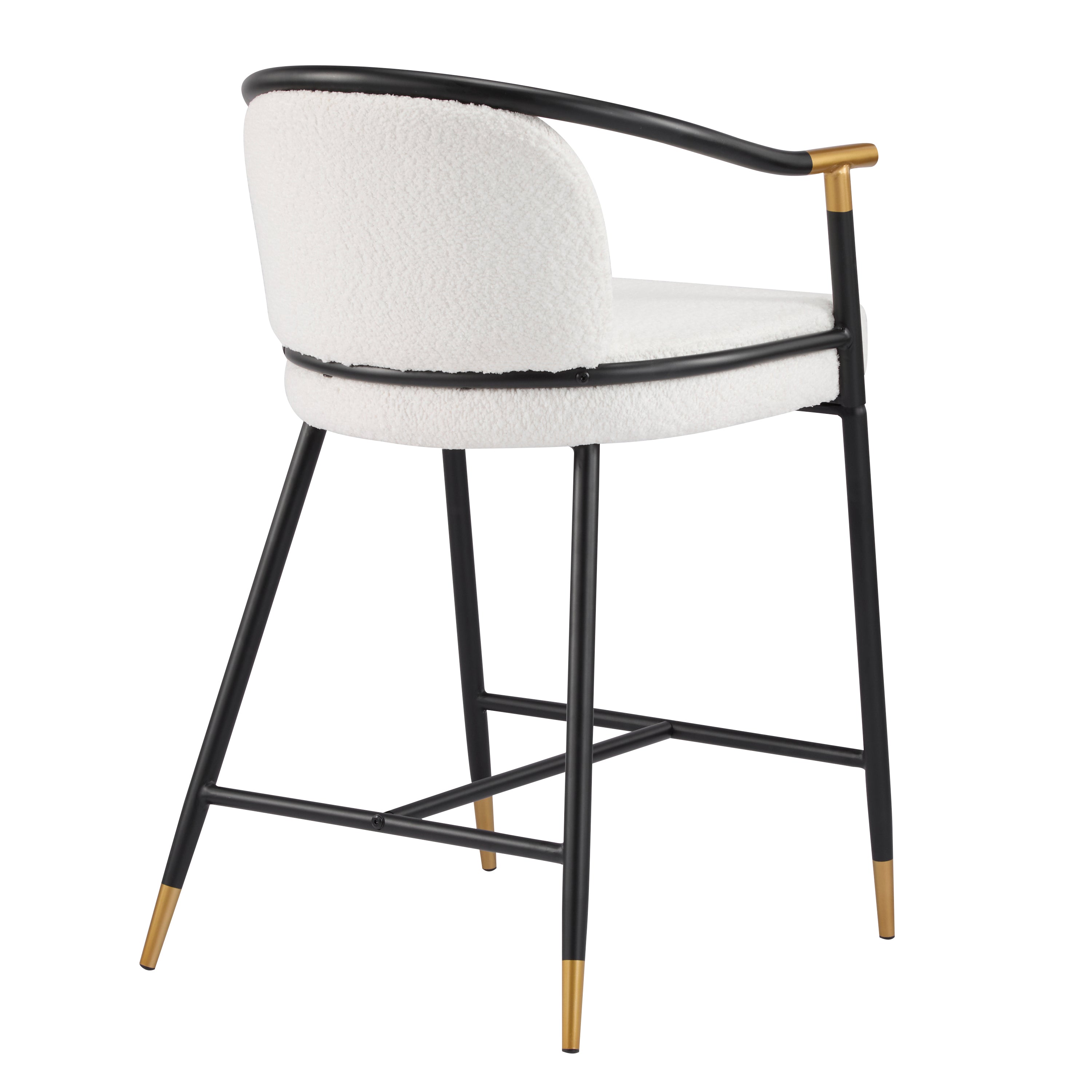 26" H Upholstered Counter Stool with Metal Frame (Set of 2) - Beige