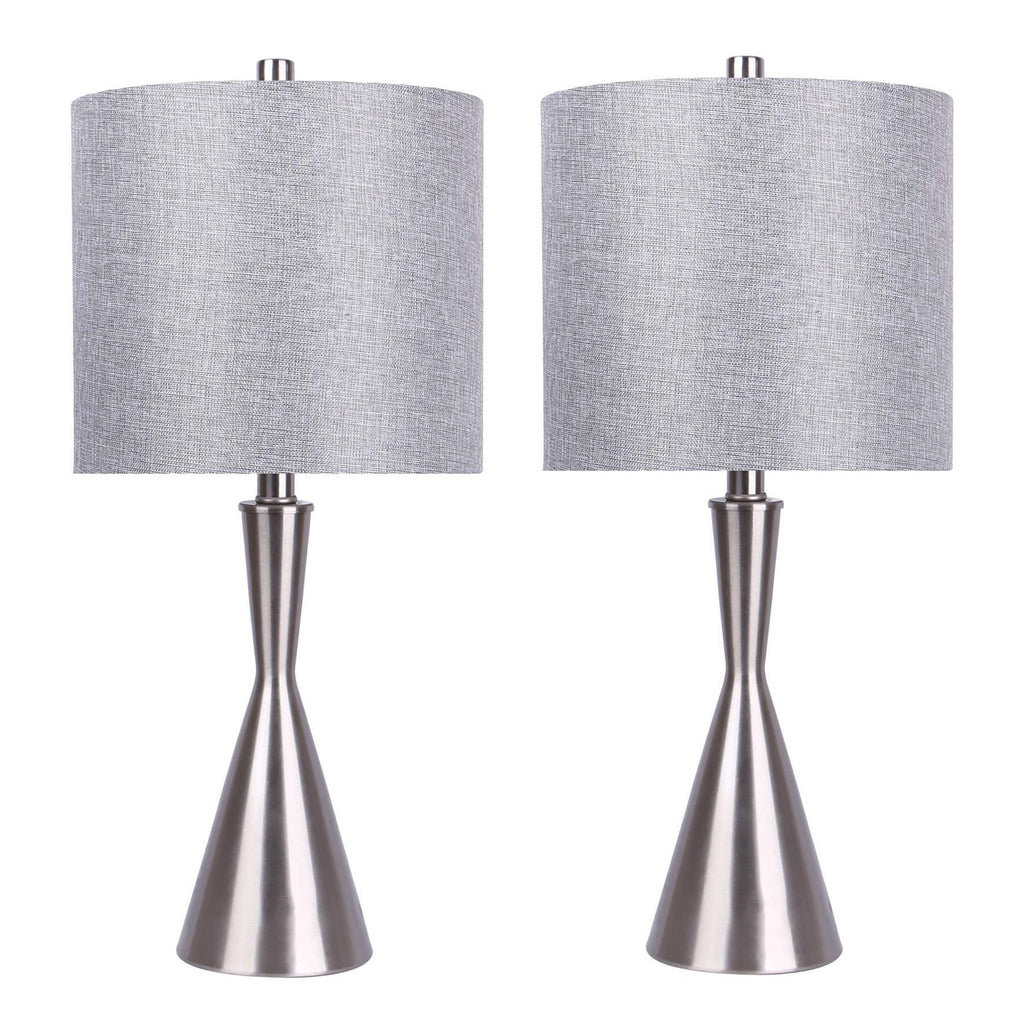 23" Contemporary Metal Table Lamp in Brushed Nickel