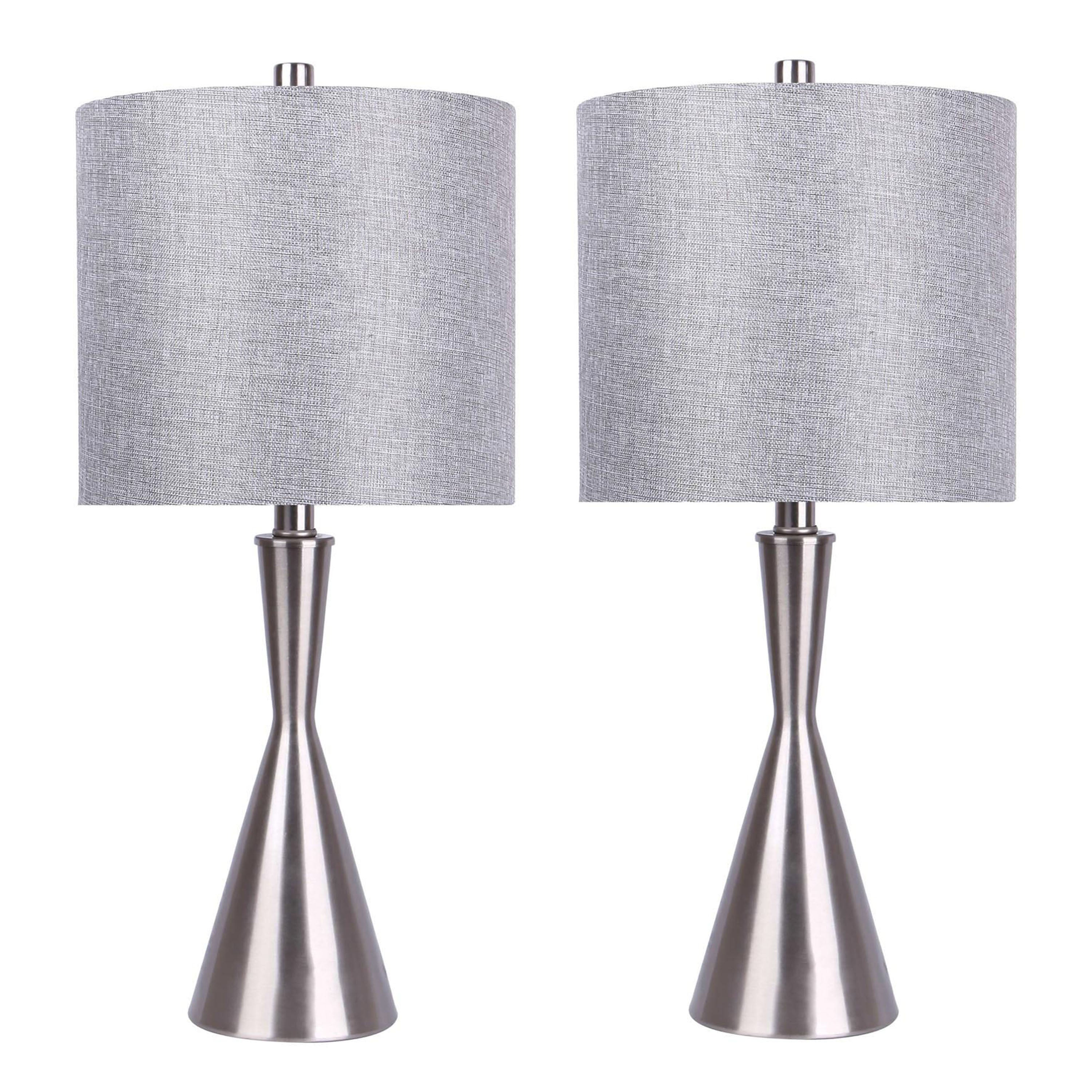 23" Contemporary Metal Table Lamp in Brushed Nickel