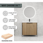 36" Freestanding Bathroom Vanity with Resin Sink & 2 Soft-Close Cabinet Doors