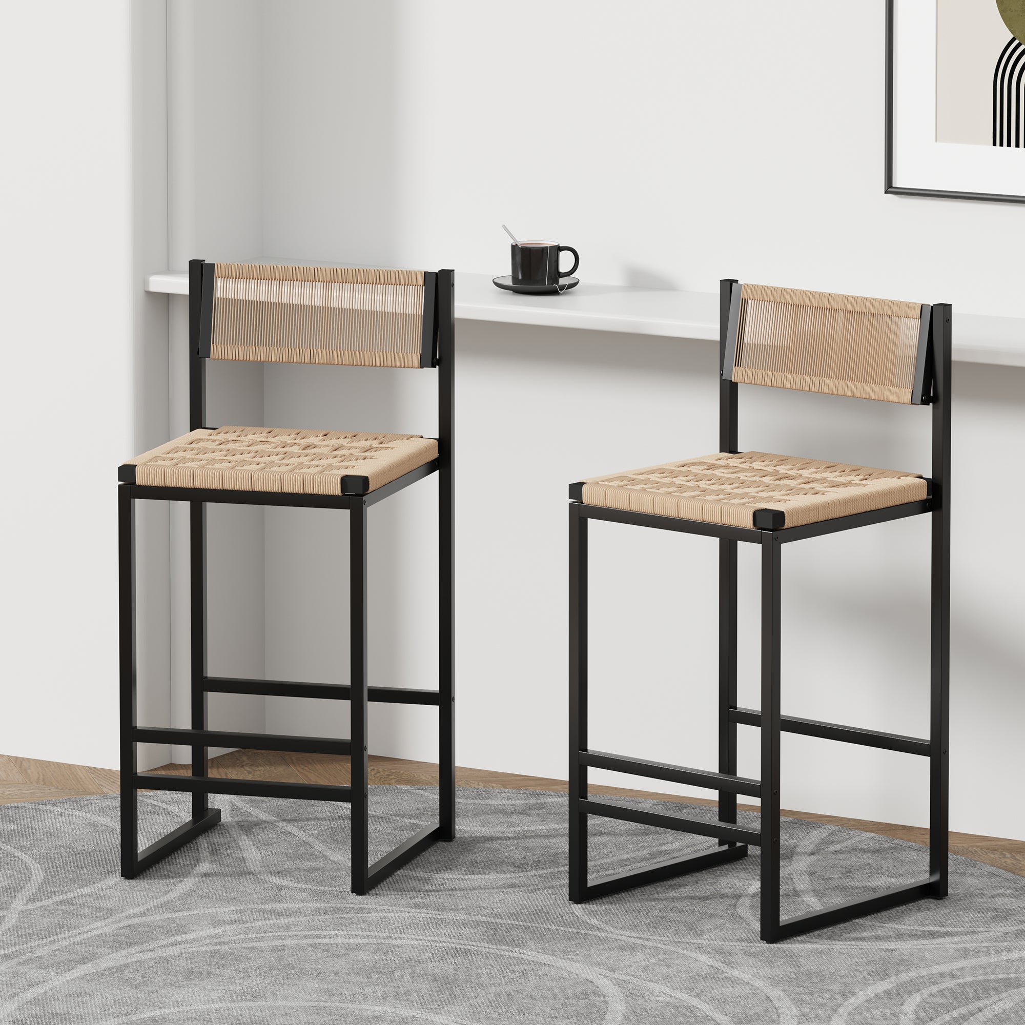 Kitchen Bar Stools with Footrest Set of 2