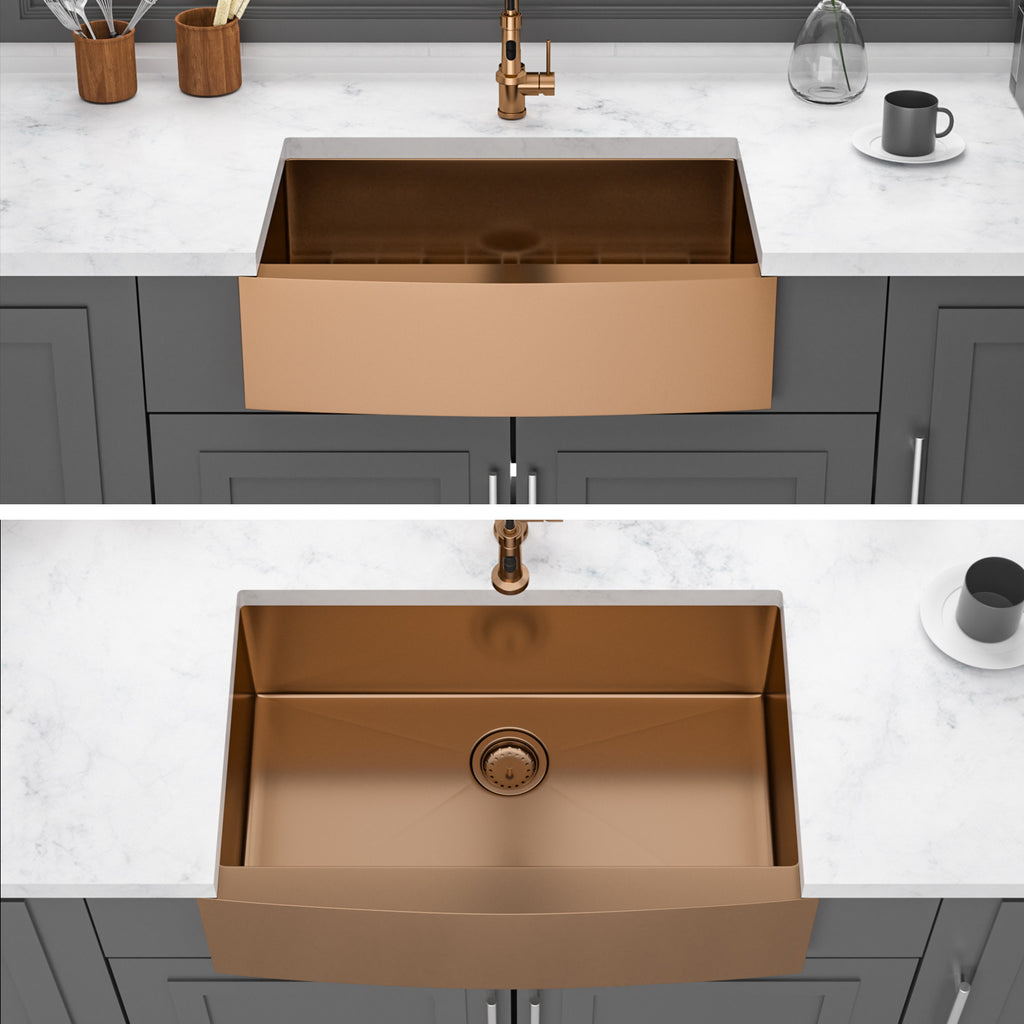 30" Rose Gold Farmhouse Kitchen Sink