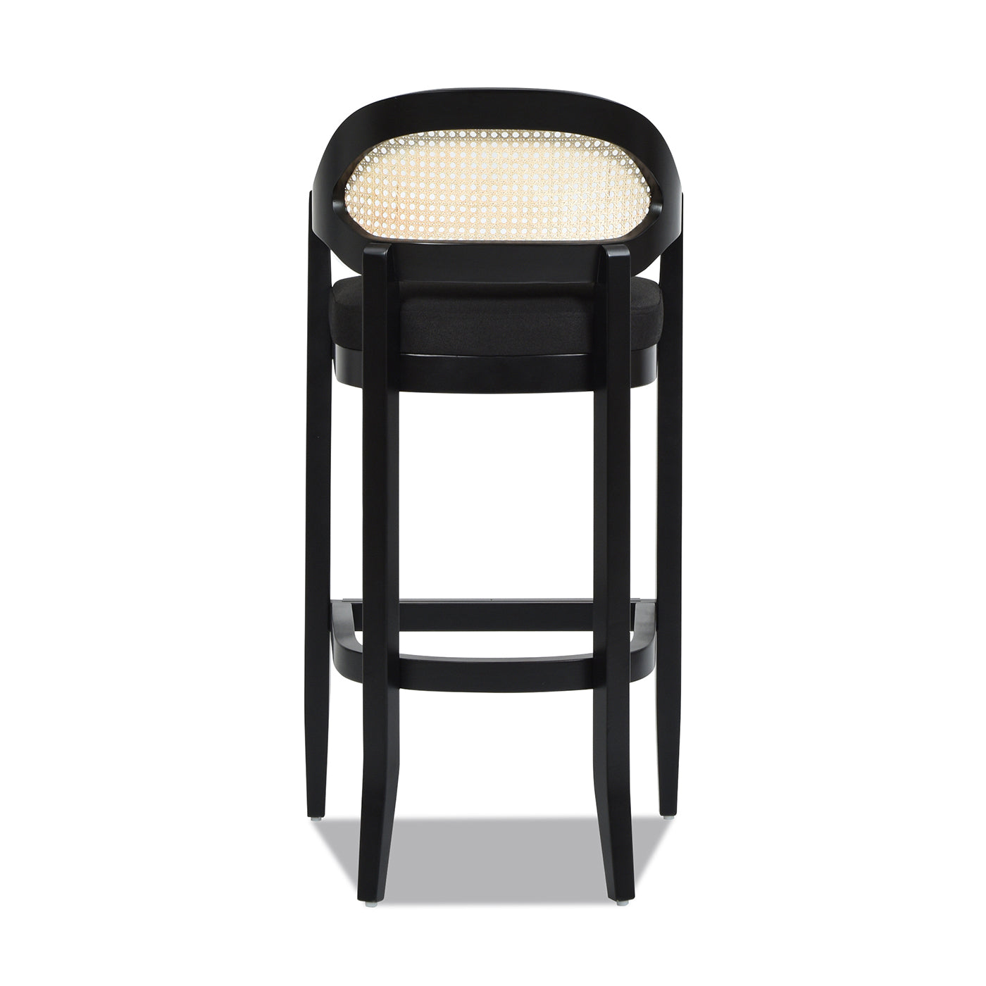 Americana Mid-Century Modern Cane Back Bar Stool in Jet