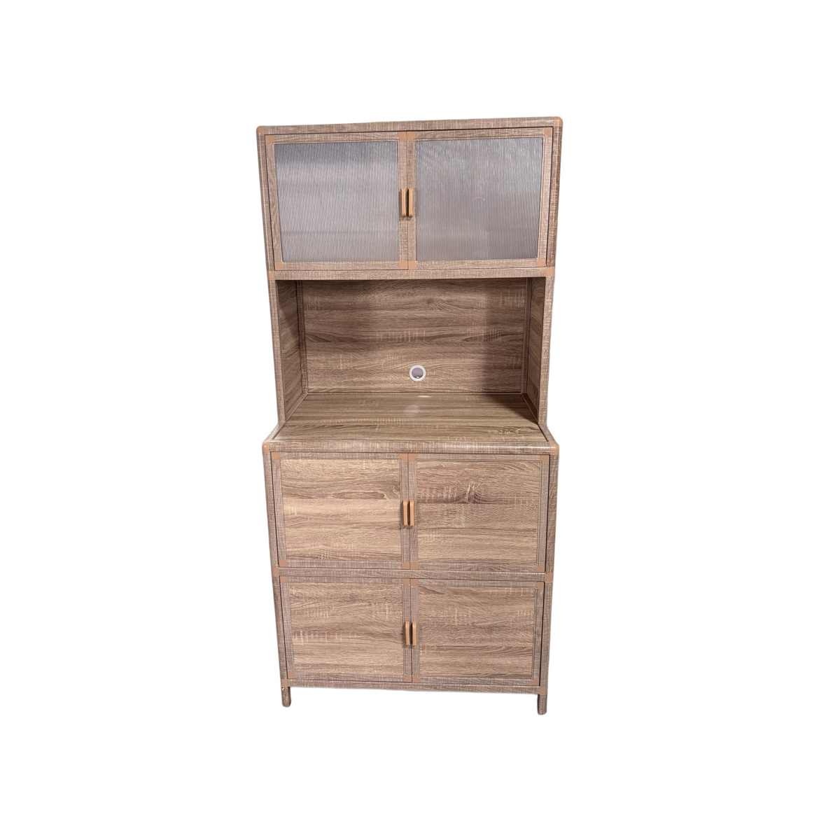 Tall Storage Cabinet, 31.50" W x 19.69" D x 65.75" H, Freestanding Indoor & Outdoor Storage Cabinet with Ribbed Acrylic Doors, 6-Door Utility Cabinet for Kitchen, Entryway, Patio & Garage