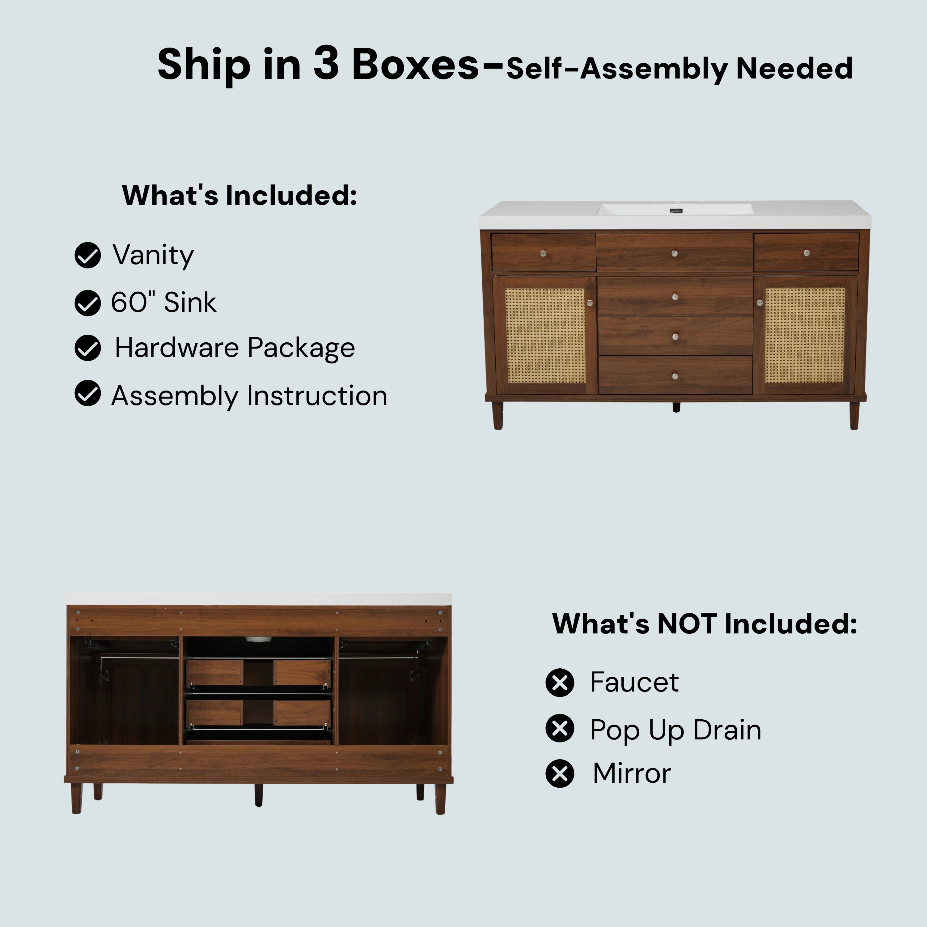 60" Bathroom Vanity with SMC Sink