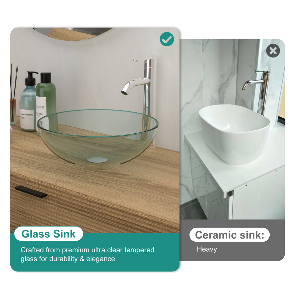 Bathroom Artistic Tempered Glass Vessel Sink