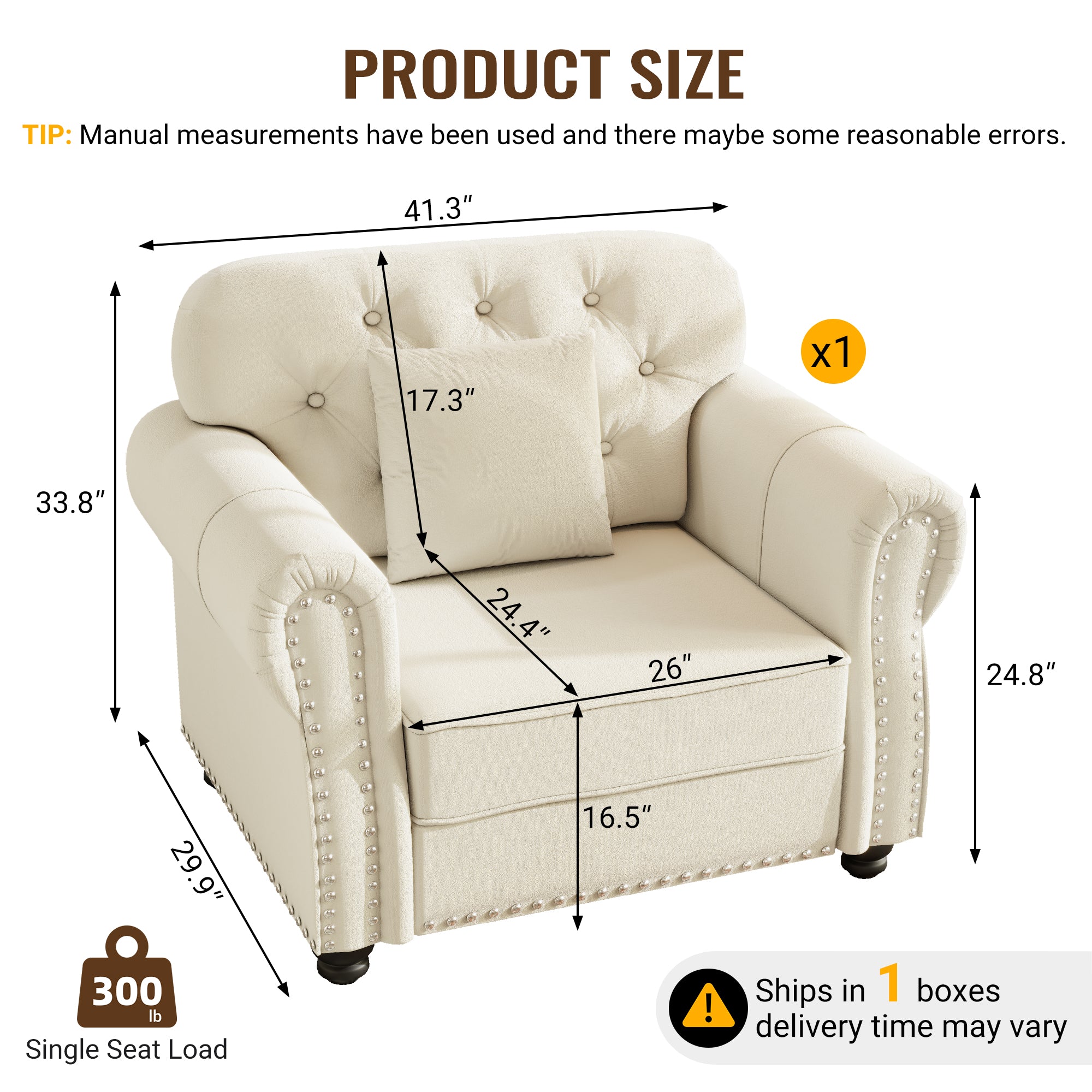 41.3" Upholstered Velvet Sofa with Nailhead Trim