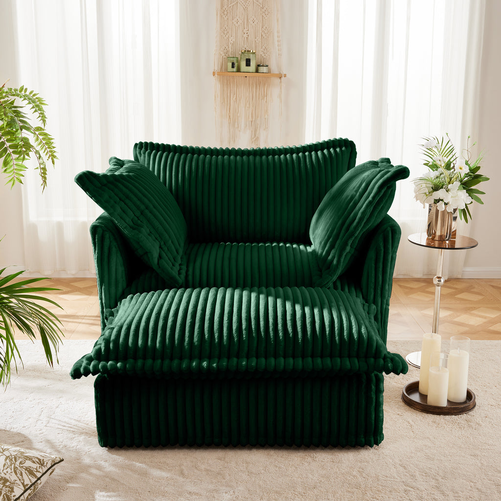 Upholstered Slipcovered Armchair with Ottoman Set of 2