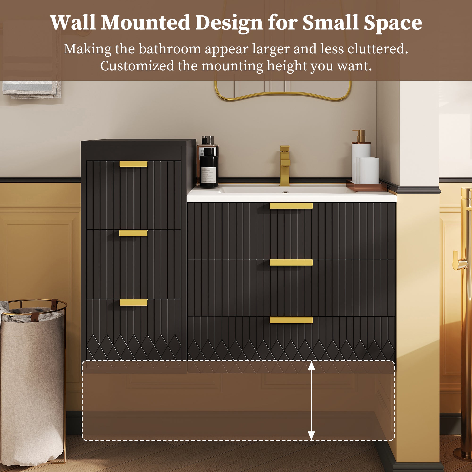 24-Inch Wall Mounted Floating Cabinet with Sink