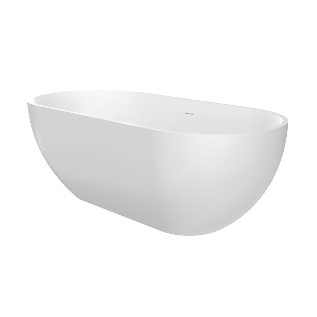 63 Inch Artificial Stone Solid Surface Oval Freestanding Bathtub