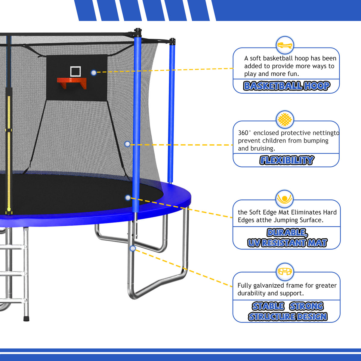 14FT Trampoline with Enclosure Net