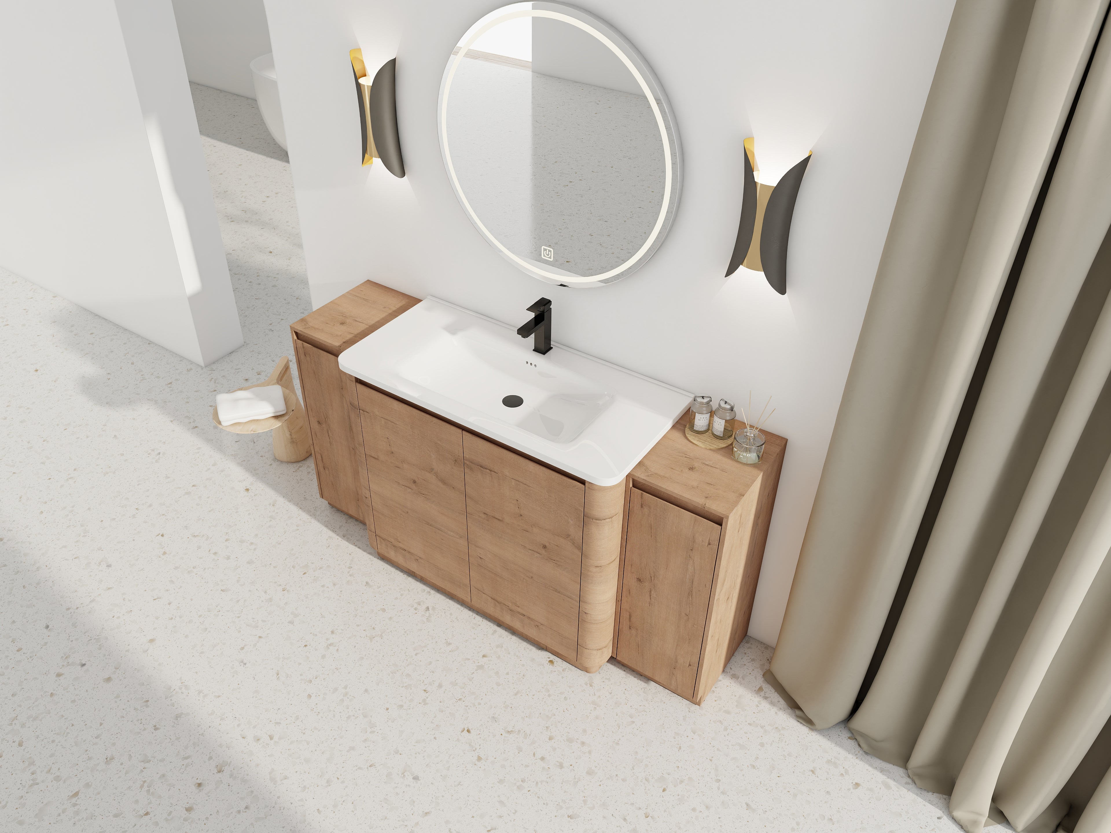 64'' Freestanding Bathroom Vanity with Ceramic Sink
