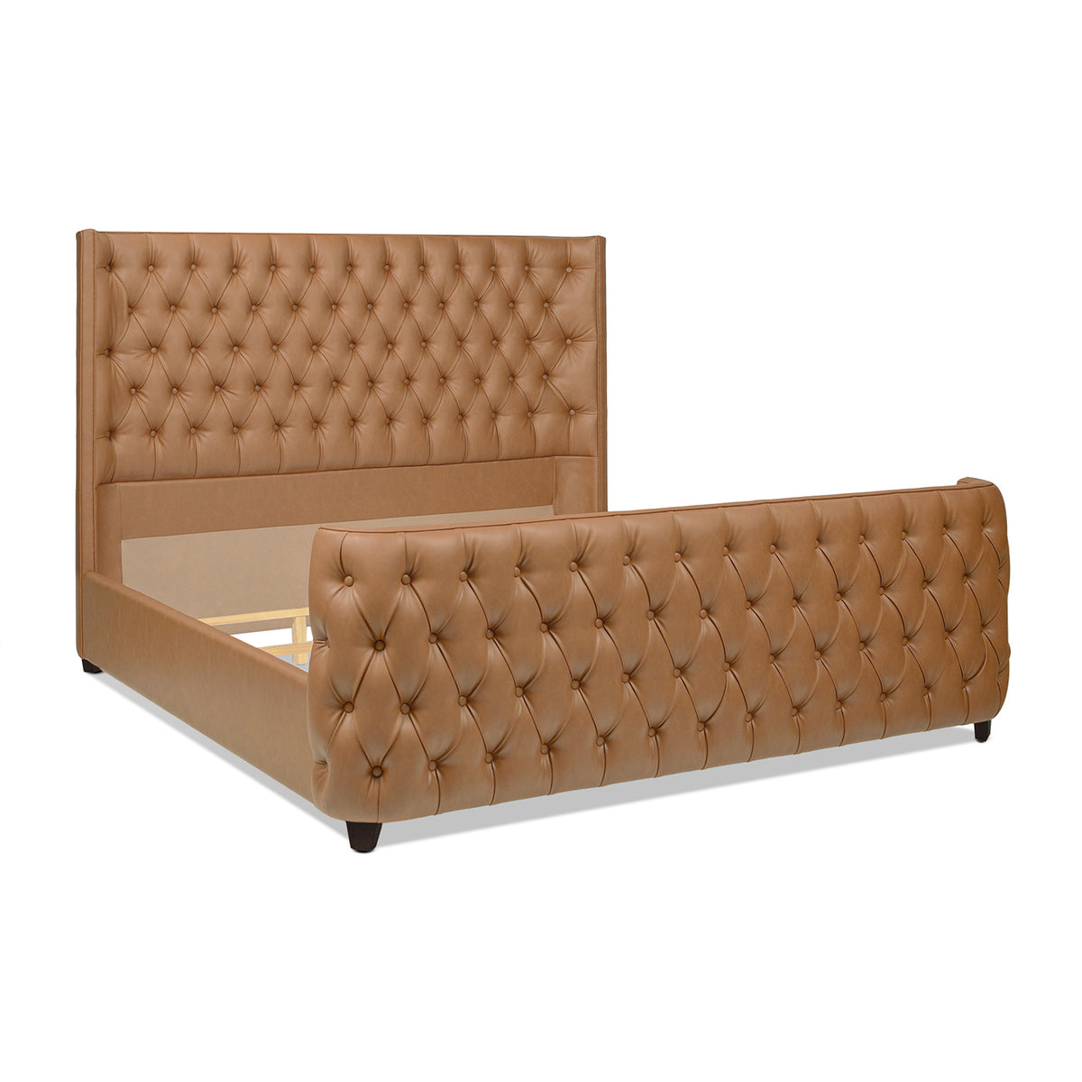 Brooklyn King Tufted Panel Bed Headboard and Footboard Set, Tan Brown