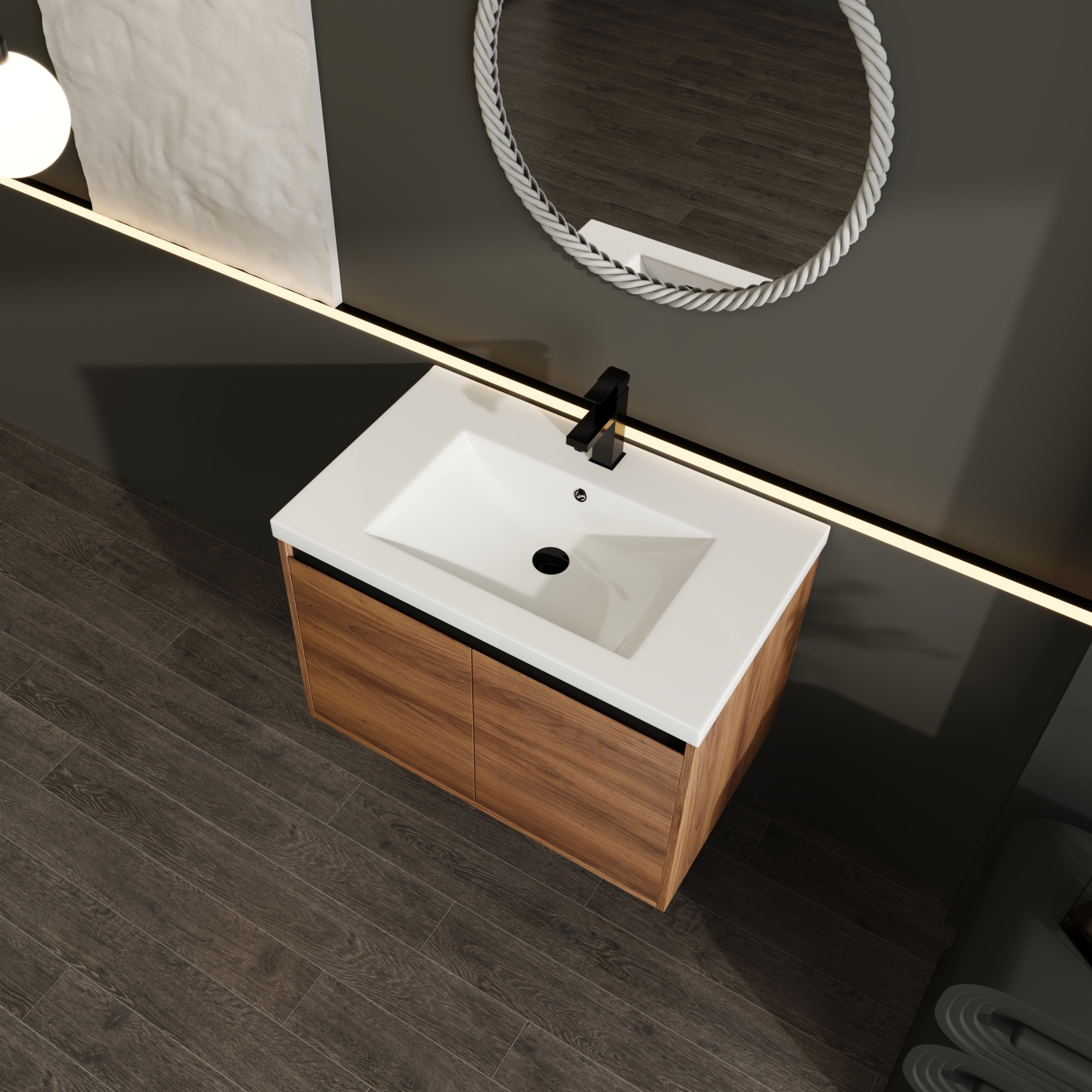 30" Wall Mounted Bathroom Vanity with Resin Basin
