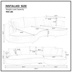128.74 Inch Modern Sectional Curved Sofa