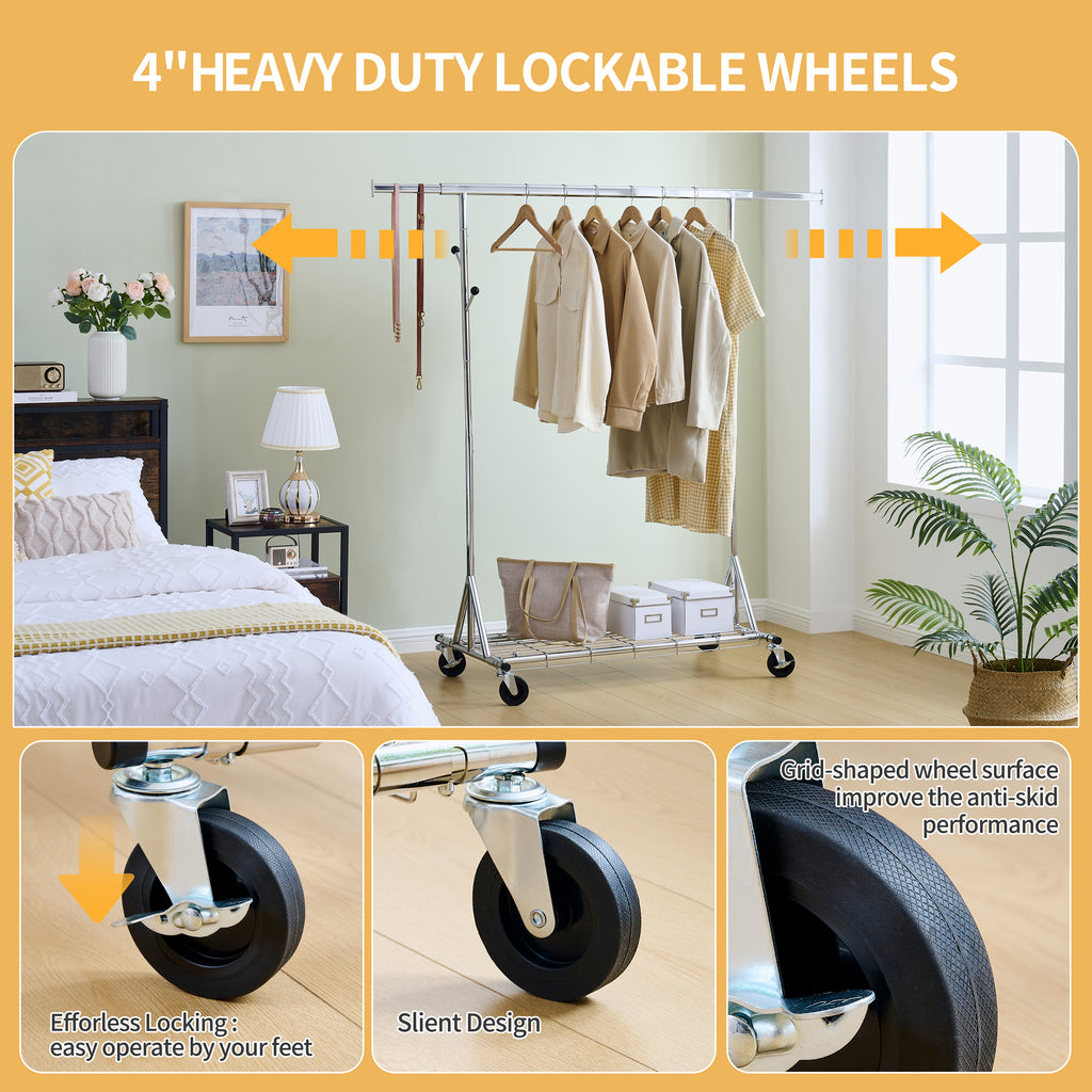 Heavy Duty Clothing Rack with Wheels