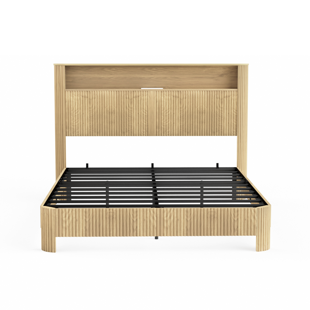 Queen Size Bed Frame With Storage Headboard