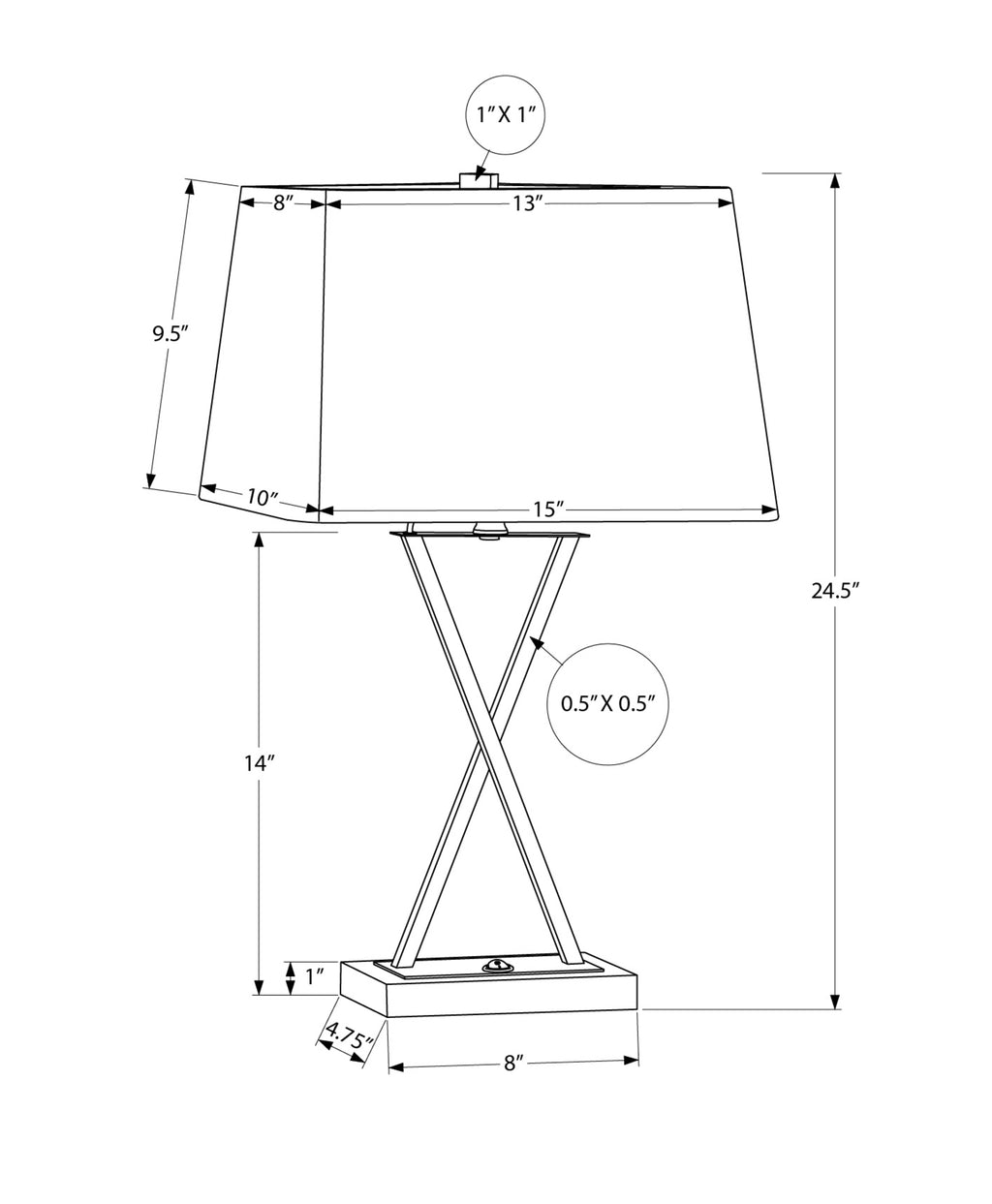25"h Table Lamp with USB Port