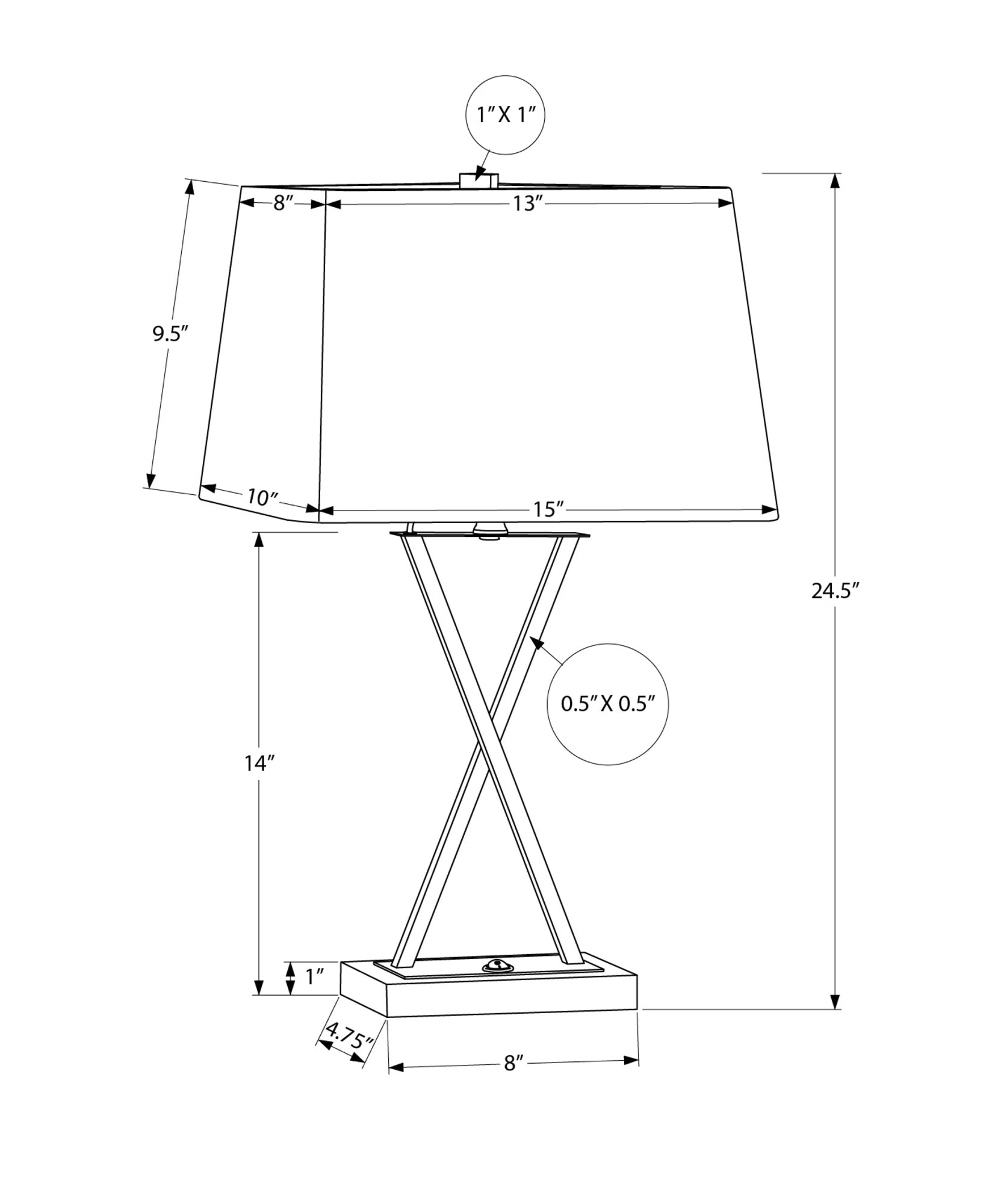 25"h Table Lamp with USB Port