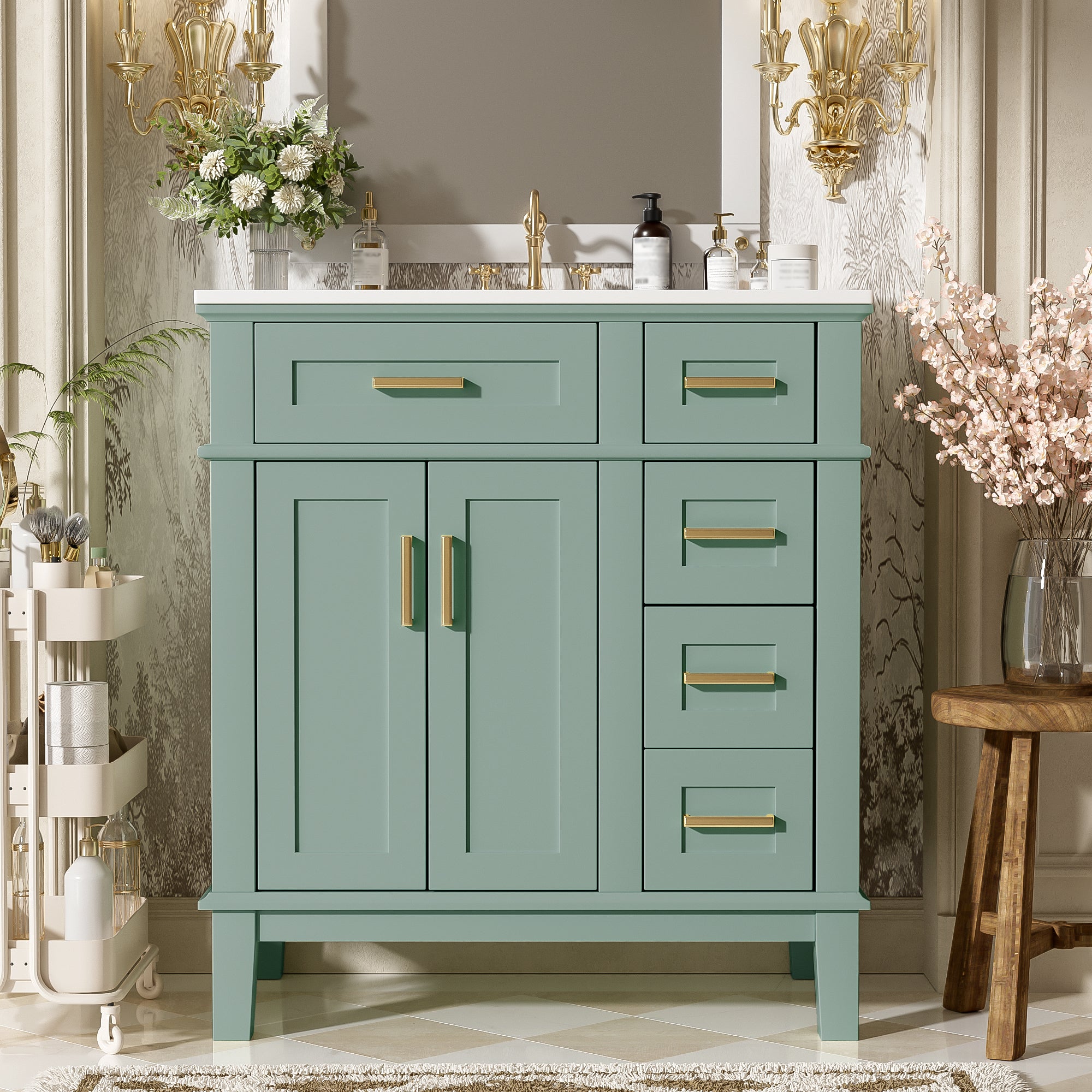 30" Bathroom Vanity with Ceramic Sink