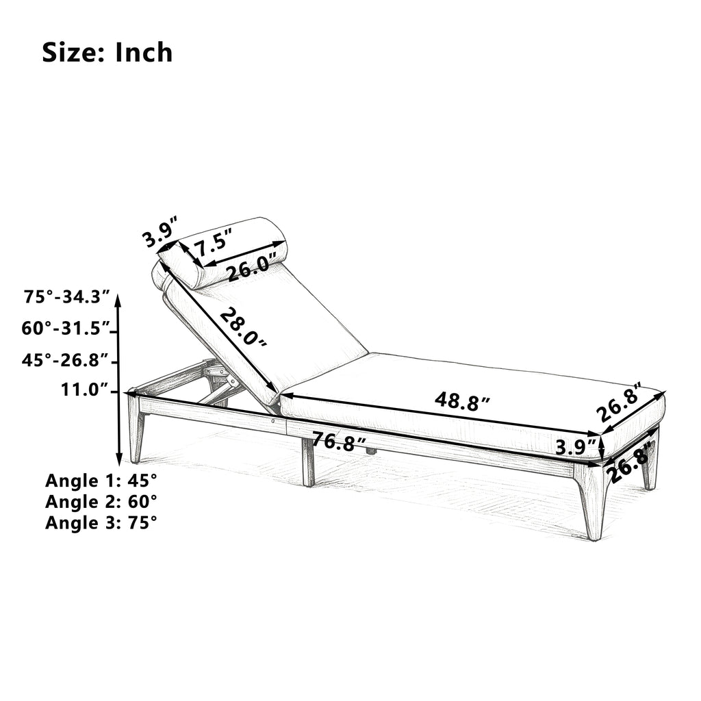TOPMAX Acacia Wood Chaise Lounge - Outdoor Sun Lounge Chair
