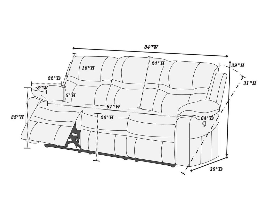 Modern Style Comfortable 2pc Living Room Set