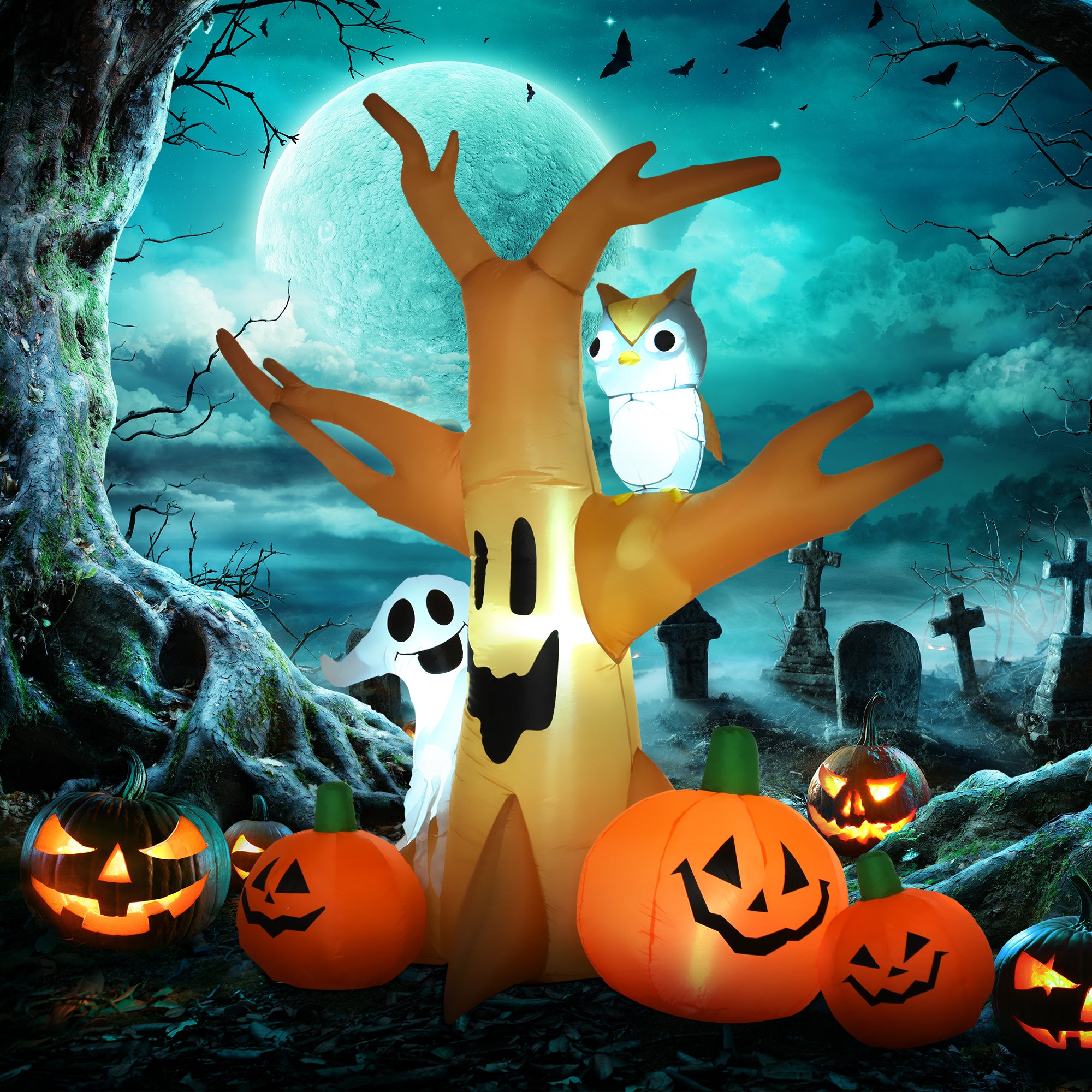 HOMCOM 7.5' Tall Lighted Halloween Inflatable Decorations