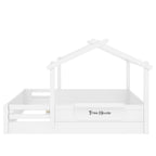 Full Size Floor Bed with Guardrails and Roof for Kids