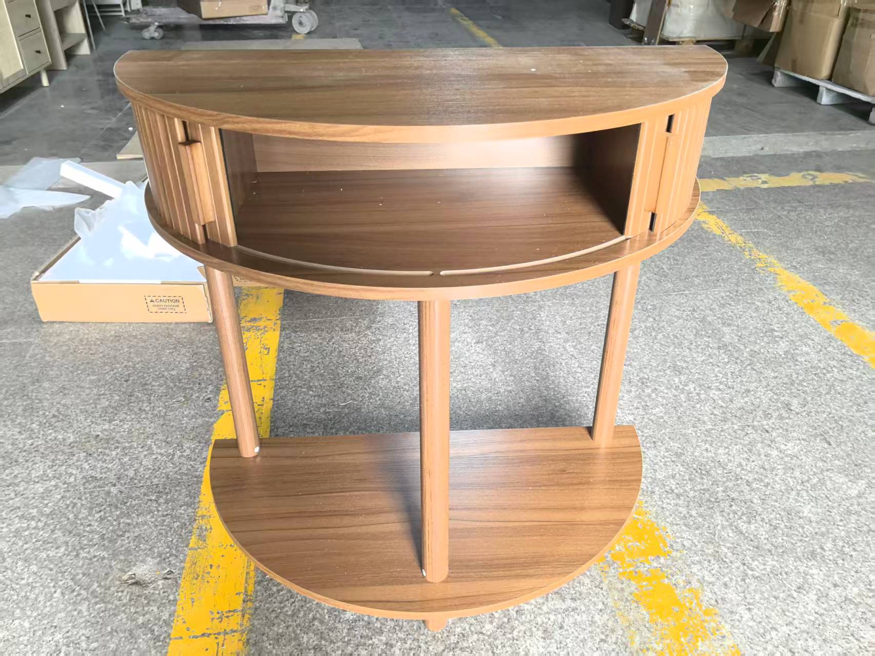31.5-Inch Grooved Half-Moon Console Table