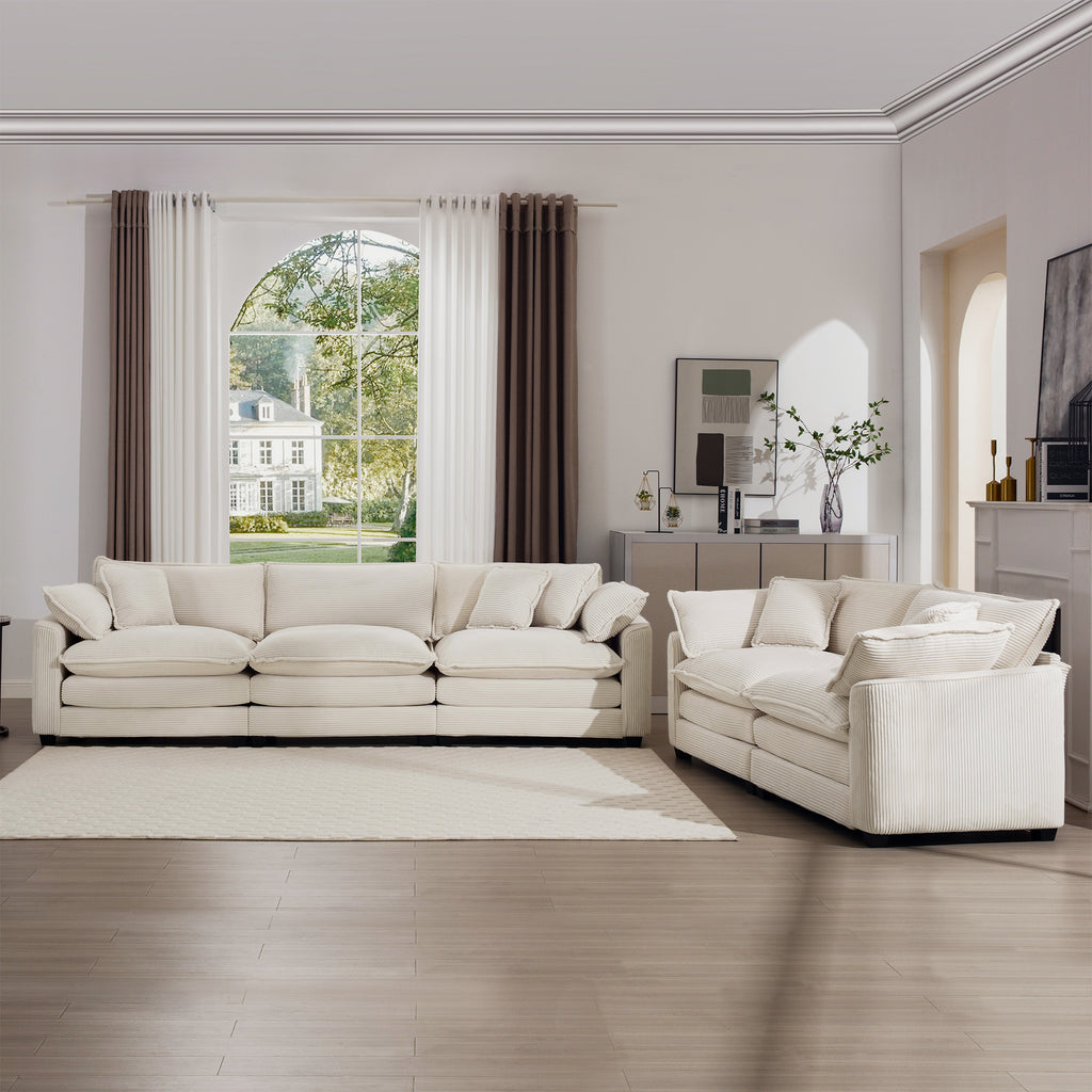 Modern Fabric Living Room Sofa Set - 2 Sofas