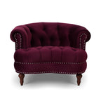 La Rosa Victorian Tufted Upholstered Accent Chair, Burgundy Velvet