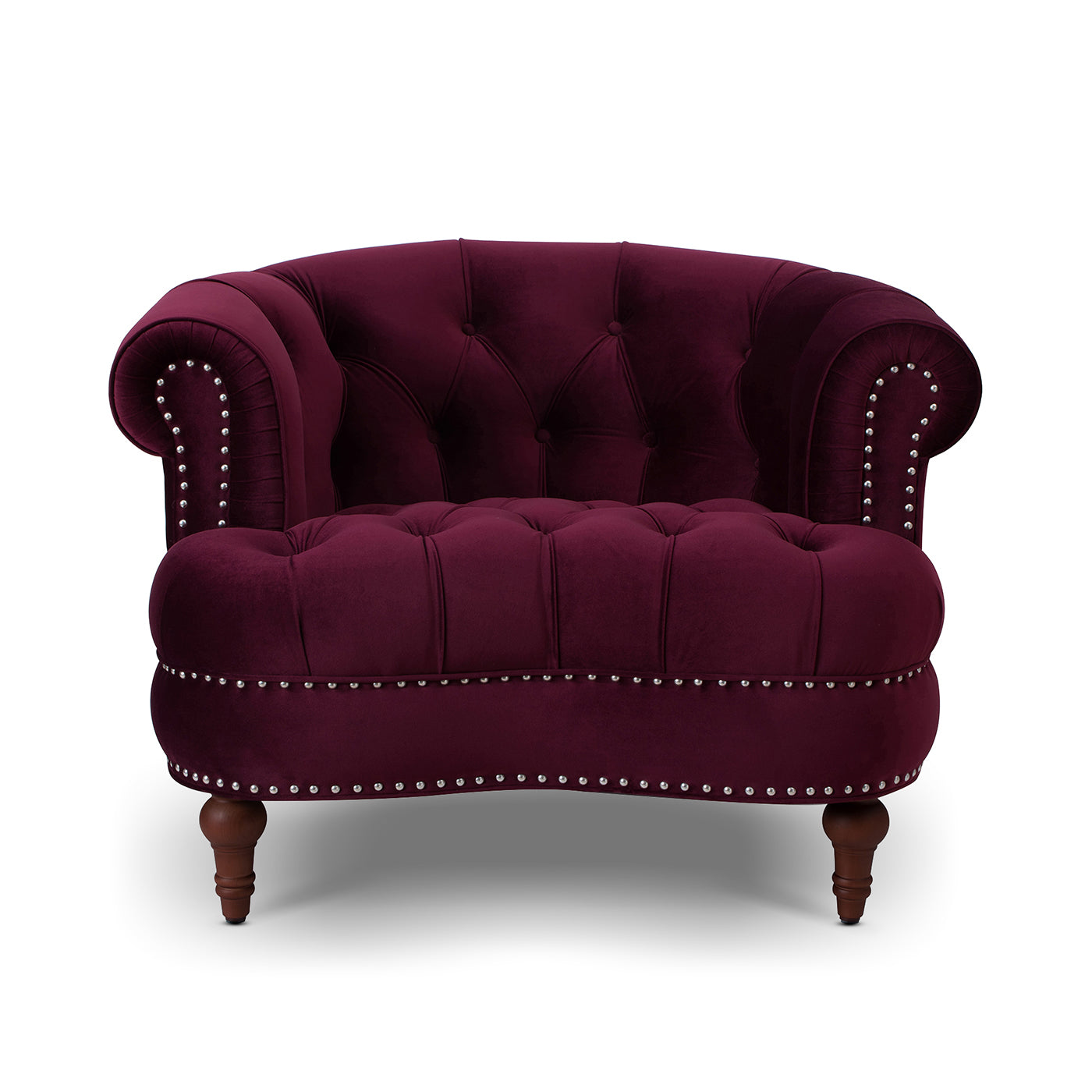 La Rosa Victorian Tufted Upholstered Accent Chair, Burgundy Velvet