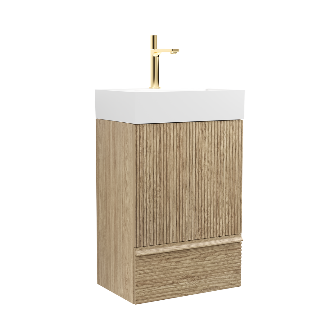 Gada 20-Inch Bathroom Vanity with Ceramic Sink, Light Oak